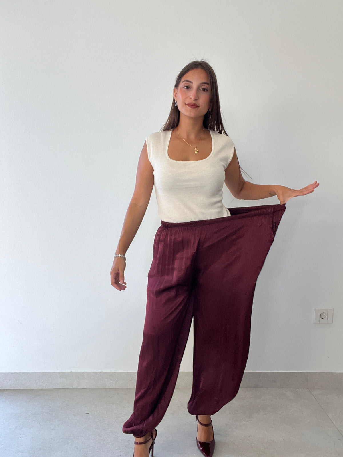Pantalón bombacho satén