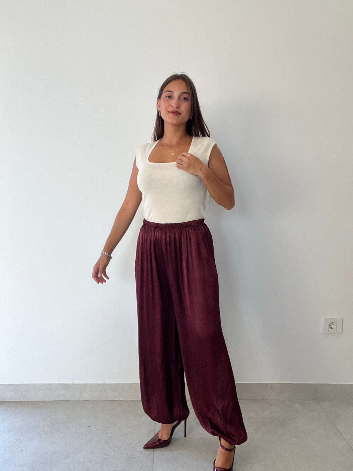 Pantalón bombacho satén