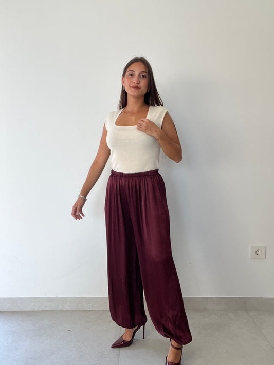 Pantalón bombacho satén